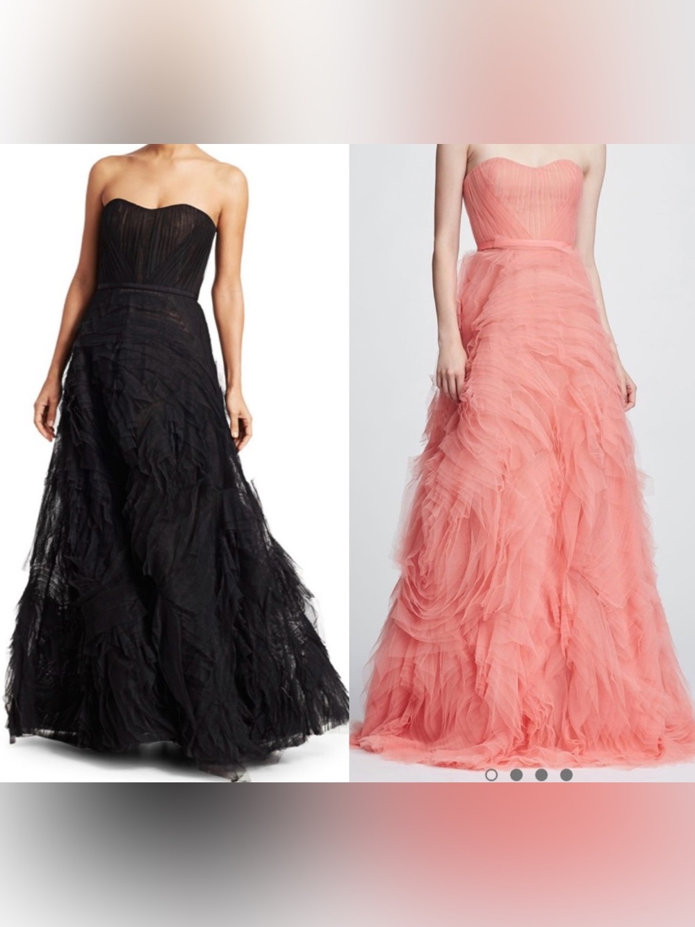 NWT Marchesa Notte Strapless Textured Tulle Maxi Gown / Dress in Black. Size 4